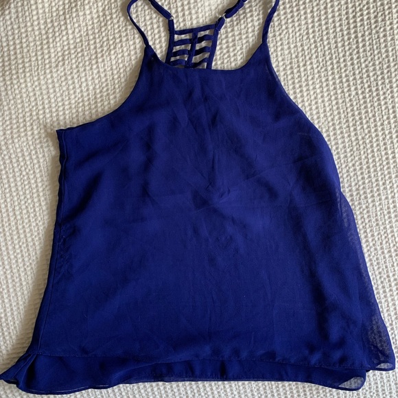 Blue Chiffon Tank, size Small - Picture 3 of 4